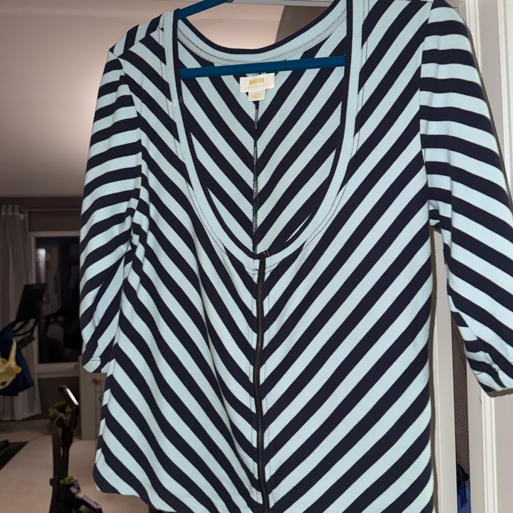 Maeve- Striped light blue and navy  Women Top